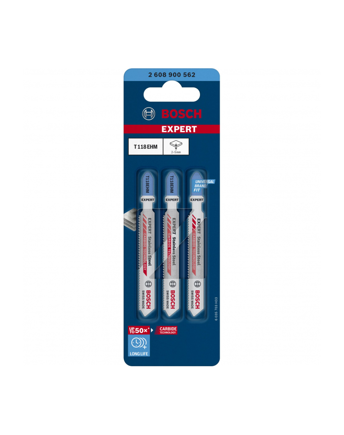 bosch powertools Bosch Expert Carbide Jigsaw Blade T 118 EHM 'Stainless Steel', 3 pieces główny