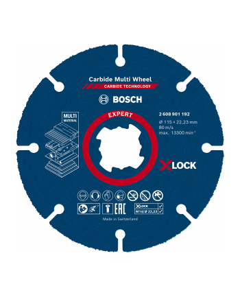 bosch powertools Bosch EXPERT X-LOCK Carbide MultiWheel cutting disc, O 115mm (for small angle grinders)