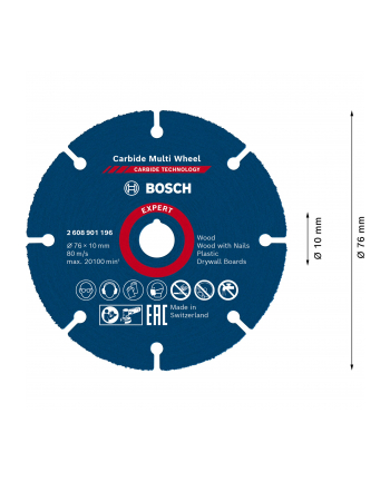 bosch powertools Bosch EXPERT Carbide MultiWheel cutting disc, O 76mm (for mini angle grinders)