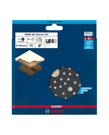 bosch powertools Bosch Expert M480 network structure sanding sheet set O 150mm, K80 / 120 / 180 (7 pieces, incl. Pad Saver, for eccentric sanders)