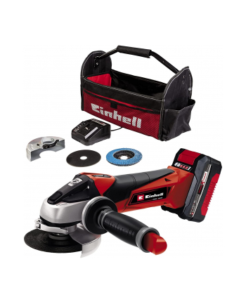 Einhell cordless angle grinder TC-AG 18/115 Li Kit, 18V (red/Kolor: CZARNY, Li-Ion battery 4.0Ah)