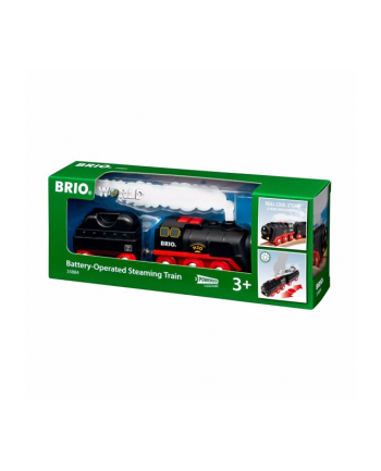 BRIO battery steam locomotive with water tank, toy vehicle (Kolor: CZARNY/red)