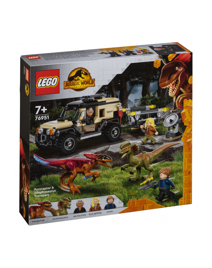 LEGO 76951 Jurassic World Pyroraptor ' Dilophosaurus Transport Construction Toy (Off-Road Toy Car with 2 Dinosaur Figures for Children Aged 7+) główny