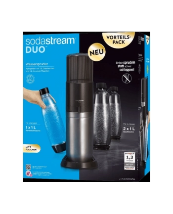 SodaStream Duo Value Pack Titan, Sparkling Water Maker (dark grey/stainless steel, incl. 2 glass bottles, plastic bottle, CO? cylinder)