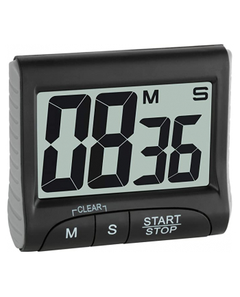 TFA Digital Timer and Stopwatch Timer/Kitchen Timer (Kolor: CZARNY)