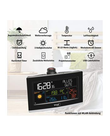 TFA projection alarm clock with WiFi VIEW SHOW (Kolor: CZARNY)
