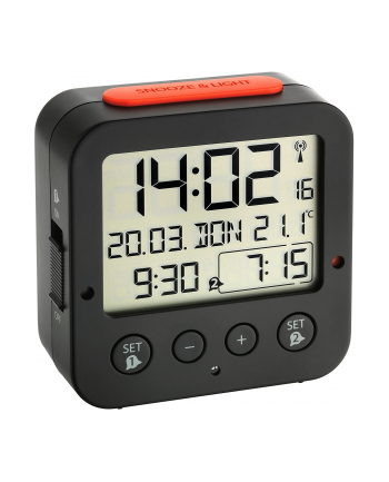 TFA Digital radio alarm clock with temperature BINGO (Kolor: CZARNY/red)