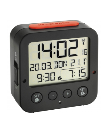 TFA Digital radio alarm clock with temperature BINGO (Kolor: CZARNY/red)