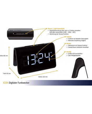 TFA Digital radio alarm clock ICON with Kolor: BIAŁY LED (Kolor: CZARNY) nr 2