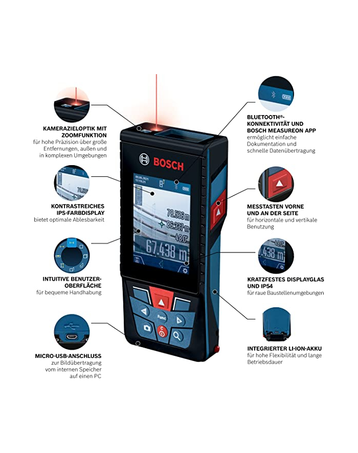 bosch powertools Bosch Laser rangefinder GLM 150-27 C Professional (blue/Kolor: CZARNY, range 100m, red laser line) główny