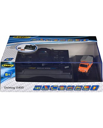 Carson MB Unimog U406 Municipal, toy wehicle and remote controll (orange/grey, 1:87)