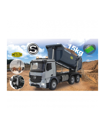 Jamara Dump truck Mercedes-Benz Arocs Metal Meiller, toy wehicle (silver/Kolor: CZARNY, 1:20)