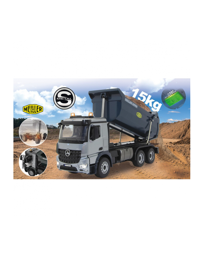 Jamara Dump truck Mercedes-Benz Arocs Metal Meiller, toy wehicle (silver/Kolor: CZARNY, 1:20) główny