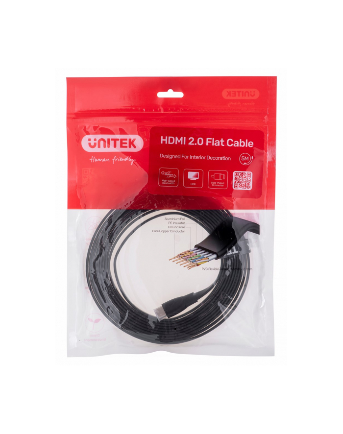 UNITEK KABEL HDMI 20 4K60HZ PŁASKI 5M C11063BK-5M główny