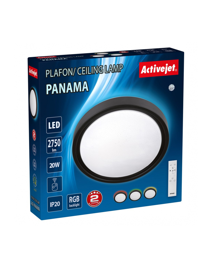 Nowoczesny plafon sufitowy LED Activejet PANAMA RGB ściemnialny ze zdalnym sterowaniem na pilota główny