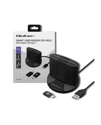 qoltec Inteligentny czytnik chipowych kart ID SCR-0632 | USB typu C nr 2