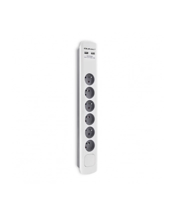 qoltec Listwa antyprzepięciowa | 6 gniazd | 2 x USB | 1.8 m | Biało -   szara nr 2