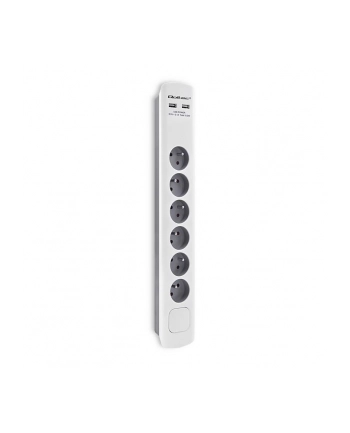 qoltec Listwa antyprzepięciowa | 6 gniazd | 2 x USB | 1.8 m | Biało -   szara nr 1