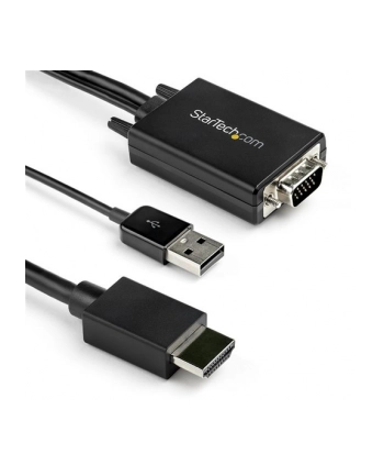 StarTech VGA2HDMM2M .com adapter kablowy 2 m USB Type-A + VGA (D-Sub) HDMI Typu A (Standard) Czarny nr 2