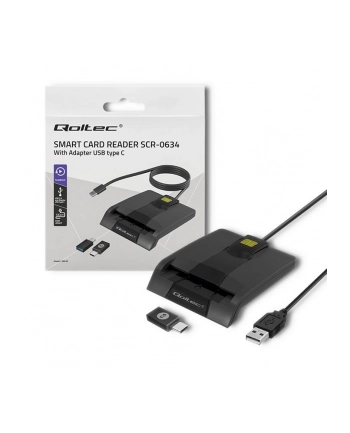 qoltec Inteligentny czytnik chipowych kart ID SCR-0634 | USB typu C nr 1