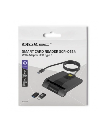 qoltec Inteligentny czytnik chipowych kart ID SCR-0634 | USB typu C nr 2