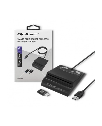qoltec Inteligentny czytnik chipowych kart ID SCR-0636 | USB typu C nr 1