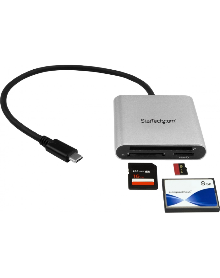 StarTech FCREADU3C .com czytnik kart USB 3.2 Gen 1 (3.1 Gen 1) Type-C Czarny, Srebrny główny
