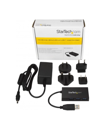 StarTech HB30A3A1CSFS .com huby i koncentratory USB 3.2 Gen 1 (3.1 Gen 1) Type-A 5000 Mbit/s Czarny
