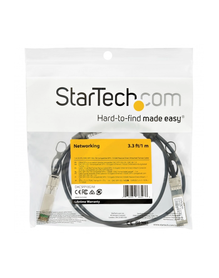 StarTech DACSFP10G1M .com kabel optyczny 1 m SFP+ Czarny główny