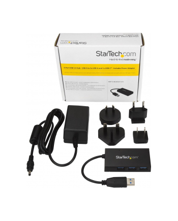 StarTech HB30A3A1CSFS .com huby i koncentratory USB 3.2 Gen 1 (3.1 Gen 1) Type-A 5000 Mbit/s Czarny