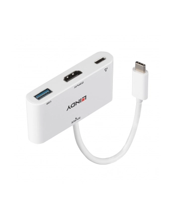 Lindy 43340 adapter kablowy 0,18 m HDMI + USB Type-A USB Type-C Biały
