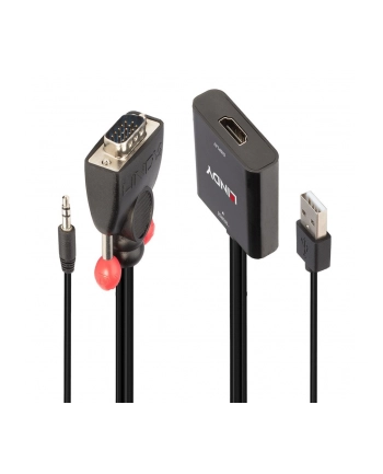 Lindy 38284 adapter kablowy VGA (D-Sub) + 3.5mm HDMI + USB Czarny nr 1