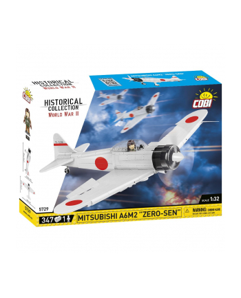 COBI 5729 Historical Collection WWII Samolot Mitsubishi A6M2 '';ZERO-SEN''; 347 klocków