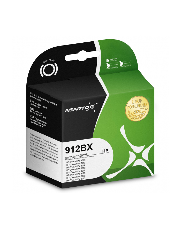 ASARTO TUSZ DO HP 912BX   3YL84AE   30ML   BLACK główny