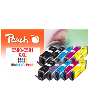 Peach PI100-437 nabój z tuszem 10 szt. Zamiennik Ekstra (Super) Wysoka wydajność Czarny, Cyjan, Purpurowy, Foto niebieski, Żółty