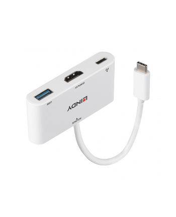 Lindy 43340 adapter kablowy 0,18 m HDMI + USB Type-A USB Type-C Biały