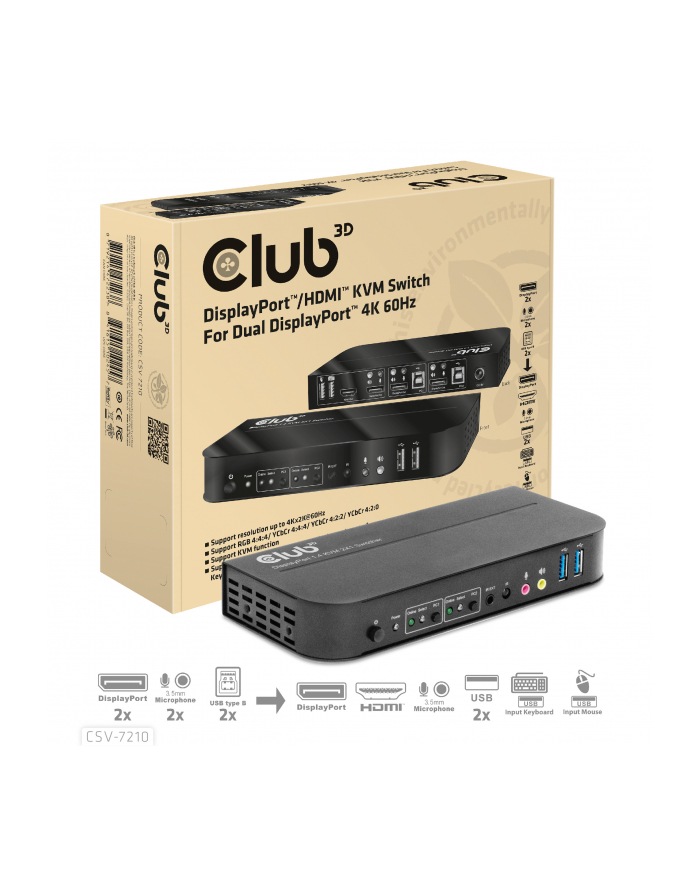 Club 3D CSV-7210 huby i koncentratory główny