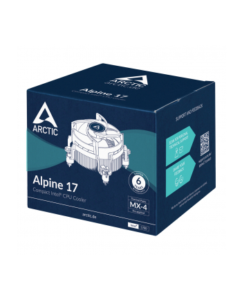 Arctic ACALP00040A Alpine 17 Procesor Chłodnica powietrza 9,2 cm Czarny, Srebrny 1 szt.