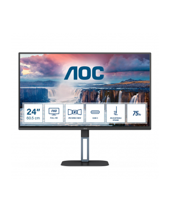 AOC 24V5C/BK monitor komputerowy 60,5 cm (23.8') 1920 x 1080 px Full HD LED Czarny