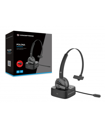 Conceptronic POLONA03BD słuchawki/zestaw słuchawkowy Bezprzewodowy Opaska na głowę Biuro/centrum telefoniczne Bluetooth Podstawka do ładowania Czarny