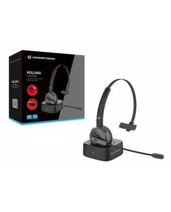 Conceptronic POLONA03BDA słuchawki/zestaw słuchawkowy Opaska na głowę Biuro/centrum telefoniczne Bluetooth Podstawka do ładowania Czarny nr 2