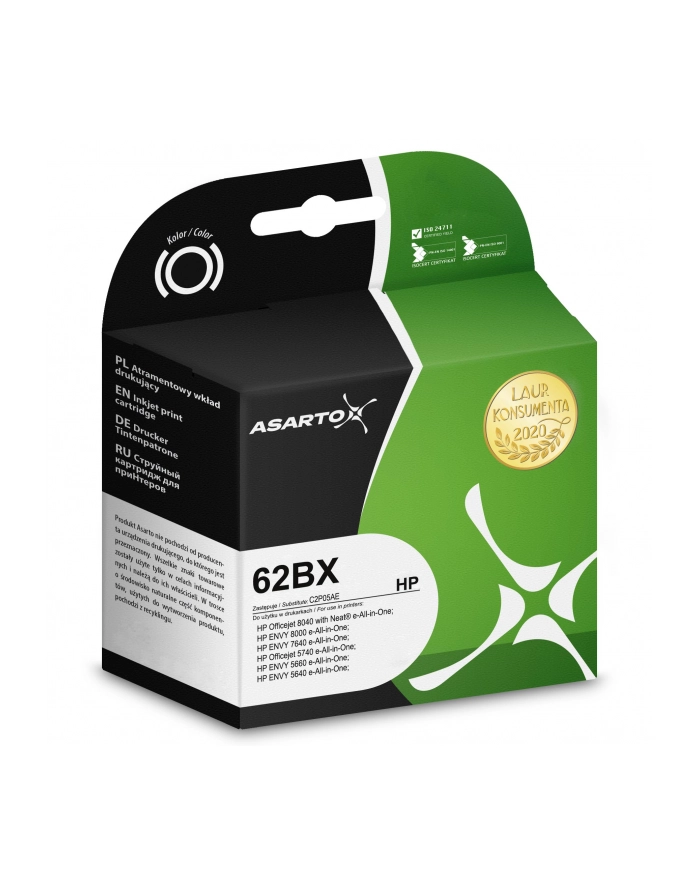 ASARTO TUSZ DO HP 62BX   C2P05AE   18ML   BLACK główny