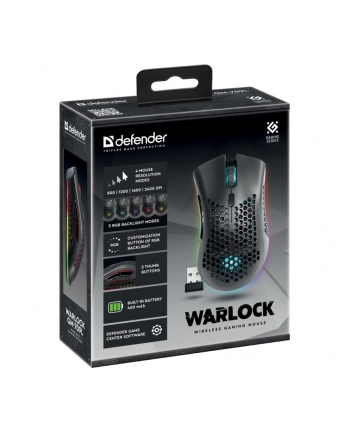 defender Mysz gamingowa bezprzewodowa Warlock GM-709L Optic RF RGB 2400 dpi 8P nr 1