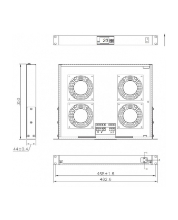 TECHLY 4 Fans with LED Thermostat 1U Rack 19inch mount Grey