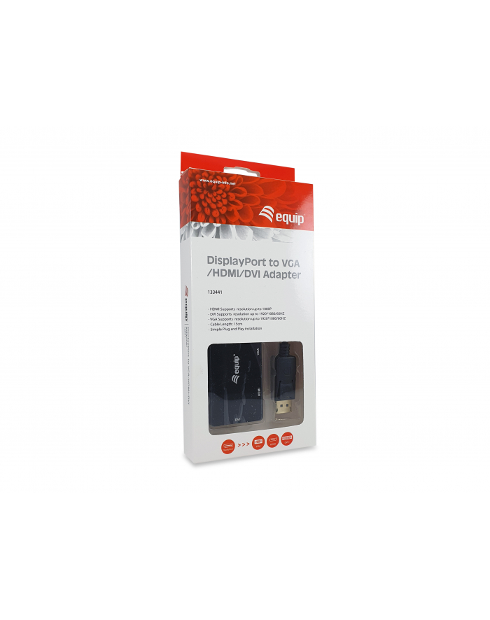 Equip 133441 0,24 m DisplayPort DVI-D + VGA (D-Sub) + HDMI Czarny główny
