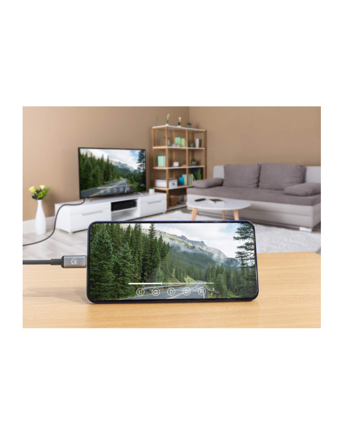 Manhattan 153591 adapter kablowy 1 m HDMI Typu A (Standard) USB Type-C Czarny, Szary główny