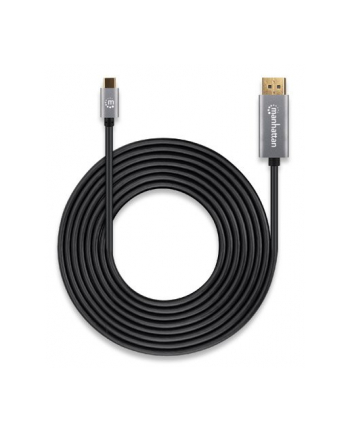 Manhattan 354851 adapter kablowy 3 m USB Type-C DisplayPort Czarny, Srebrny