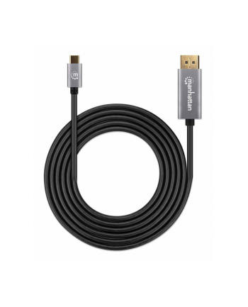 Manhattan 354851 adapter kablowy 3 m USB Type-C DisplayPort Czarny, Srebrny