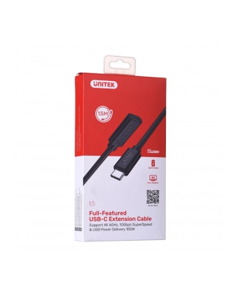 UNITEK PRZEDŁUŻACZ USB-C 10GBPS  4K60HZ  PD 100W  1 5M  C14086BK-15M nr 2