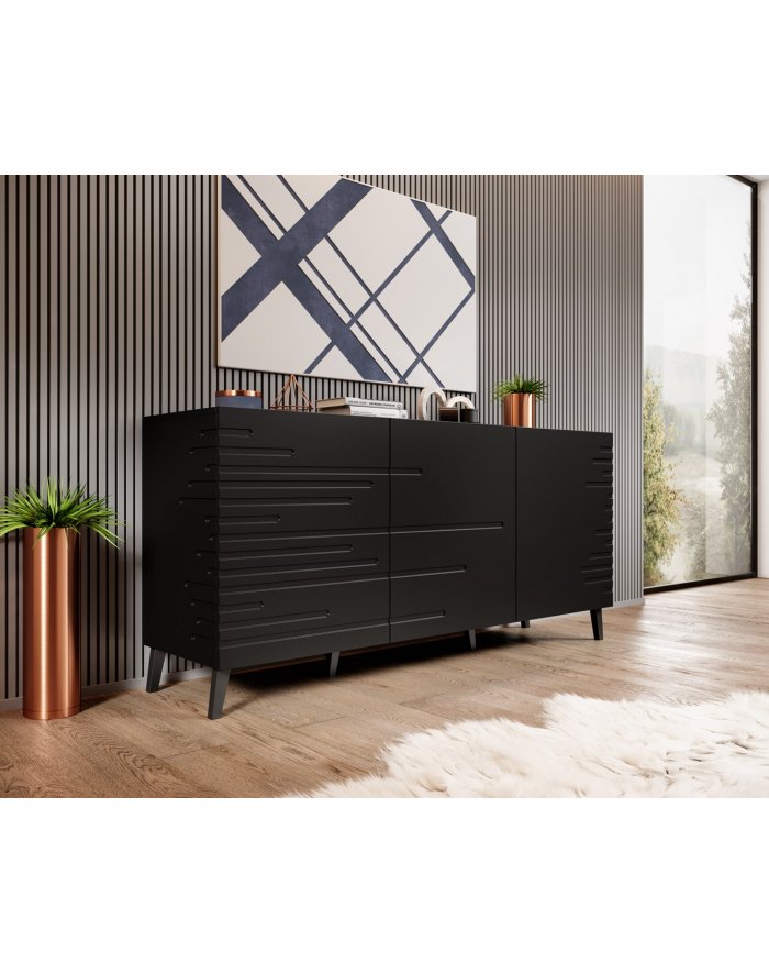 cama meble Komoda NOVA 155x40x72 czarny mat główny